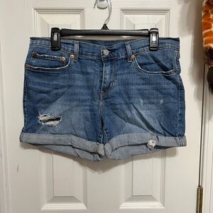 Levi's Blue Ripped Jean Shorts